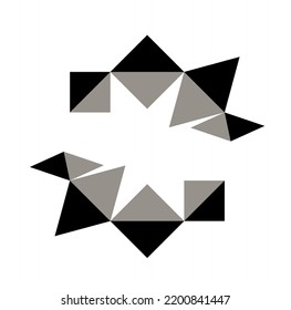 Vector isolated achromatic geometric figures rhombus and squares pattern black white grey colors