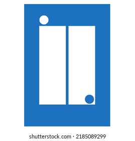 Vector isolated aethetic geometric abstraction in vertical rectangle in blue and white colors 