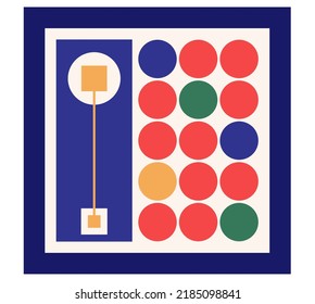 Vector isolated aethetics geometric abstraction in square in blue red green yellow colors 