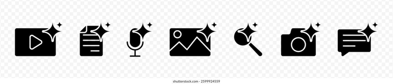Vector isolated Ai Generative icon set in black fill