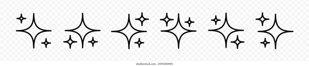 Vector isolated Ai generative stars icon set in black outline