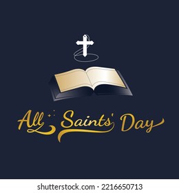 vector isolated ALL SAINTS' DAY and book, logo unique and strong, 