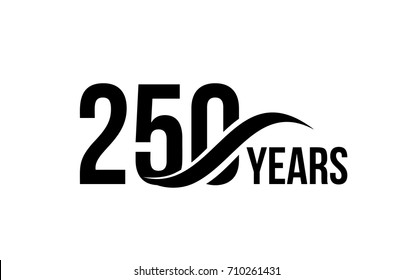 Vector isolated anniversary date logo template for business company birthday icon design element. Two hundred and fifty abstract sign. Happy jubilee, 250 years. 250th year.