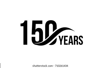 Vector isolated anniversary date logo template for business company birthday icon design element. One hundred fifty abstract sign. Happy jubilee, 150 years. 150th year.