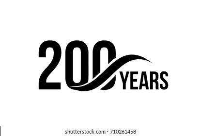 Vector isolated anniversary date logo template for business company birthday icon design element. Two hundred abstract sign. Happy jubilee, 200 years. 200th year.