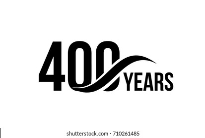 Vector isolated anniversary date logo template for business company birthday icon design element. Four hundred abstract sign. Happy jubilee, 400 years. 400th year.