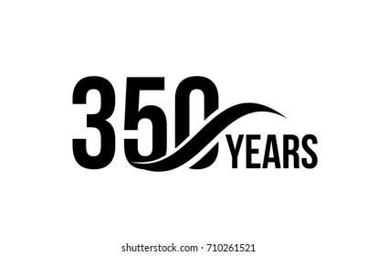 Vector isolated anniversary date logo template for business company birthday icon design element. Three hundred fifty abstract sign. Happy jubilee, 350 years. 350th year.