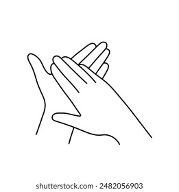 Vector isolated applause clapping hands image black and white contour line drawing icon	