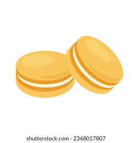 Vector aisló la ilustración otoñal del macaron naranja. Imagen para imprimir, postal, banner. El concepto de comida, humor otoñal, cocina.