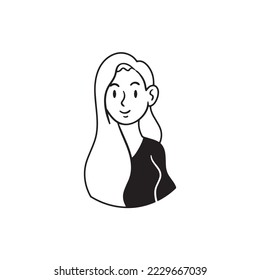 Vector with isolated avatars of people on white background. Cartoon characters, smiling faces of young women