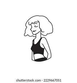 Vector with isolated avatars of people on white background. Cartoon characters, smiling faces of young women