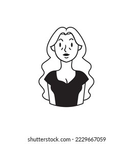 Vector with isolated avatars of people on white background. Cartoon characters, smiling faces of young women