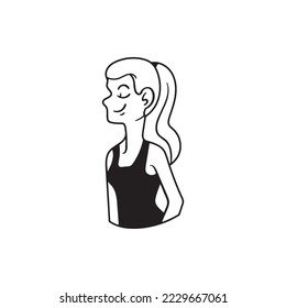 Vektorgrafik mit isolierten Avataren von Menschen auf weißem Hintergrund. Cartoon-Figuren, lächelnde Gesichter junger Frauen