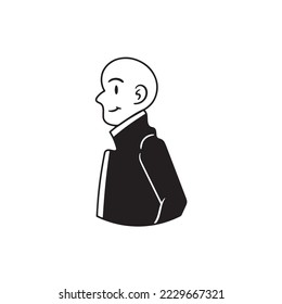 Vector with isolated avatars of people on white background. Cartoon characters, smiling faces of young men