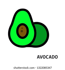 Vector isolated avocado on transparent background