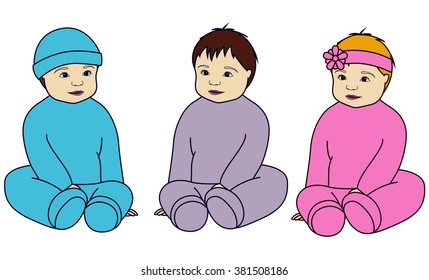 Vector isolated babies set