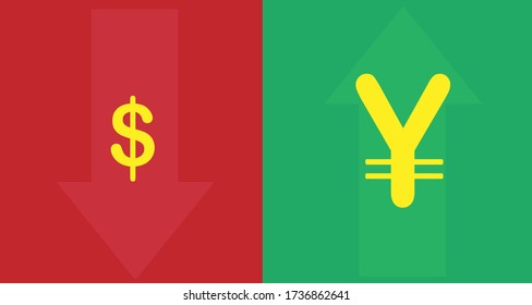 Vector isolated background design of Yuan versus dollar.