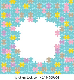 Vector isolated background with many colorful puzzle