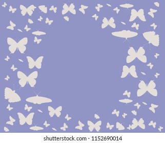 vector, isolated, background with silhouette of flying butterflies