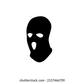 Vector isolated balaclava thief hat with hols for eyes and mouth black outline stencil 