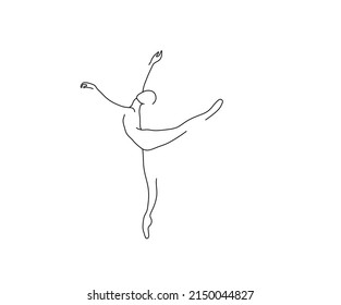 Dibujo de la silueta de línea de contorno de un hombre de ballet aislado vector. Bailarina de ballet blanco y negro incolora en un bosquejo de dibujo a mano de contorno.