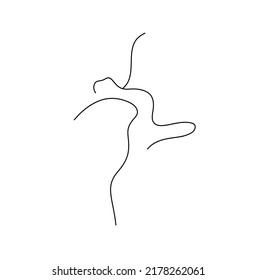 Vector isolated ballet danser man contour line silhouette drawing. Colorless black and white ballet dancer in pose outline hand drawing sketch.