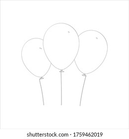 Vector isolated baloons on white background. Black and white illustration. Sketch.