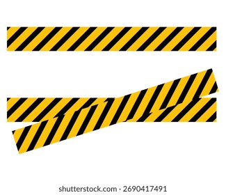 Vector isolated barricade on white background. Under construction zone vector icons set on white page. Yellow caution banner line icons set. 