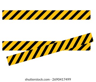 Vector isolated barricade on white background. Under construction zone vector icons set on white page. Yellow caution banner line icons set. 