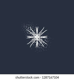 Vector isolated beautiful snowflake, stylized white ink drawing, simple brush paint, ornate star, holiday symbol. Stylish postcard or single apparel