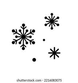 Vector isolated beautiful snowflakes set six point with rounded ends black symbol decoration tattoo. Vector layout for plotter laser cutting of paper, cardboard, plastic, plywood, cnc