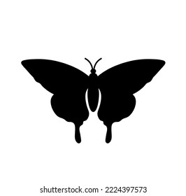 Vector isolated beautiful symmetrical butterfly decoration colorless black and white outline silhouette shadow shape