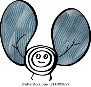 Vector isolated bee with honey bucket and texture wings