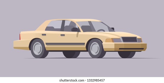 Vector isolated  beige sedan car