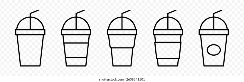 Vector isolated Beverage Cup icon set in black outline