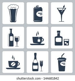 Vector isolated beverages icons set