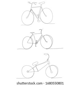 vector, isolated, bicycle continuous line drawing