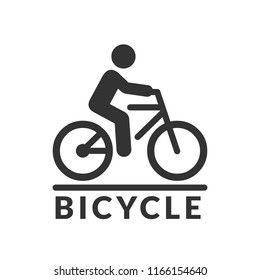 Vector isolated bicycle icon. Bike silhouette symbol with rider on road sign. - Shutterstock ID 1166154640