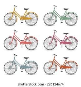 Vector isolated bicycles icons set