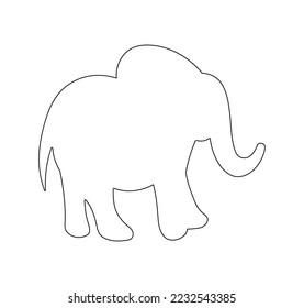 Vector aislado de gran pie elefante vista lateral incoloro color negro y blanco línea esténcil plantilla de corte