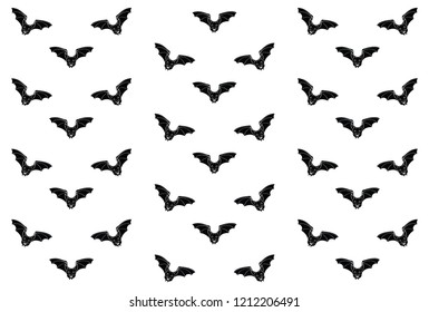 Vector isolated black bats silhouette pattern