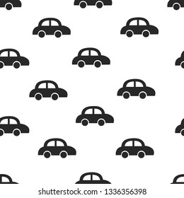 vector isolated black childish car cartoon seamless pattern