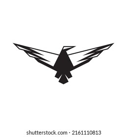 Vector isolated black geometric bird icon on white background.