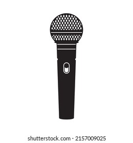 Icono de micrófono negro aislado del vector sobre fondo blanco. Símbolo musical.