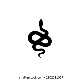 Vector isolated black painted sihouette of the writhing snake