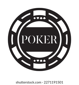 Vector isolated black poker chip on white background.