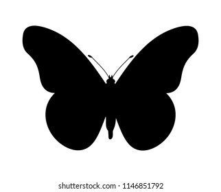 vector, isolated, black silhouette butterfly