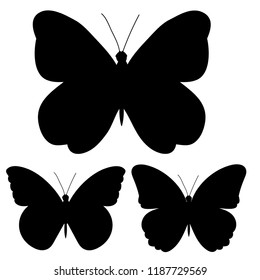 Vector Isolated Black Silhouette Butterfly Stock Vector (Royalty Free ...