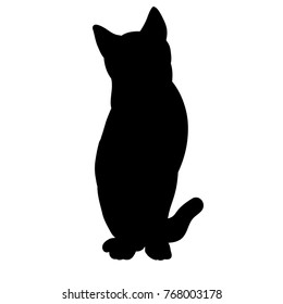 vector, isolated, black silhouette of a cat sitting