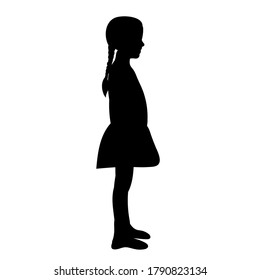 vector isolated black silhouette child girl on a white background